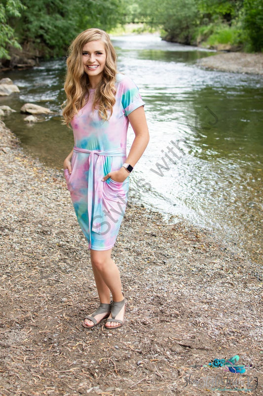 Tie Dye Dress With Pockets Pocketed