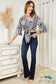 Double Take Tie Hem V-Neck Three-Quarter Sleeve Blouse