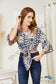 Double Take Tie Hem V-Neck Three-Quarter Sleeve Blouse