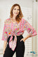 Double Take Tie Hem V-Neck Three-Quarter Sleeve Blouse