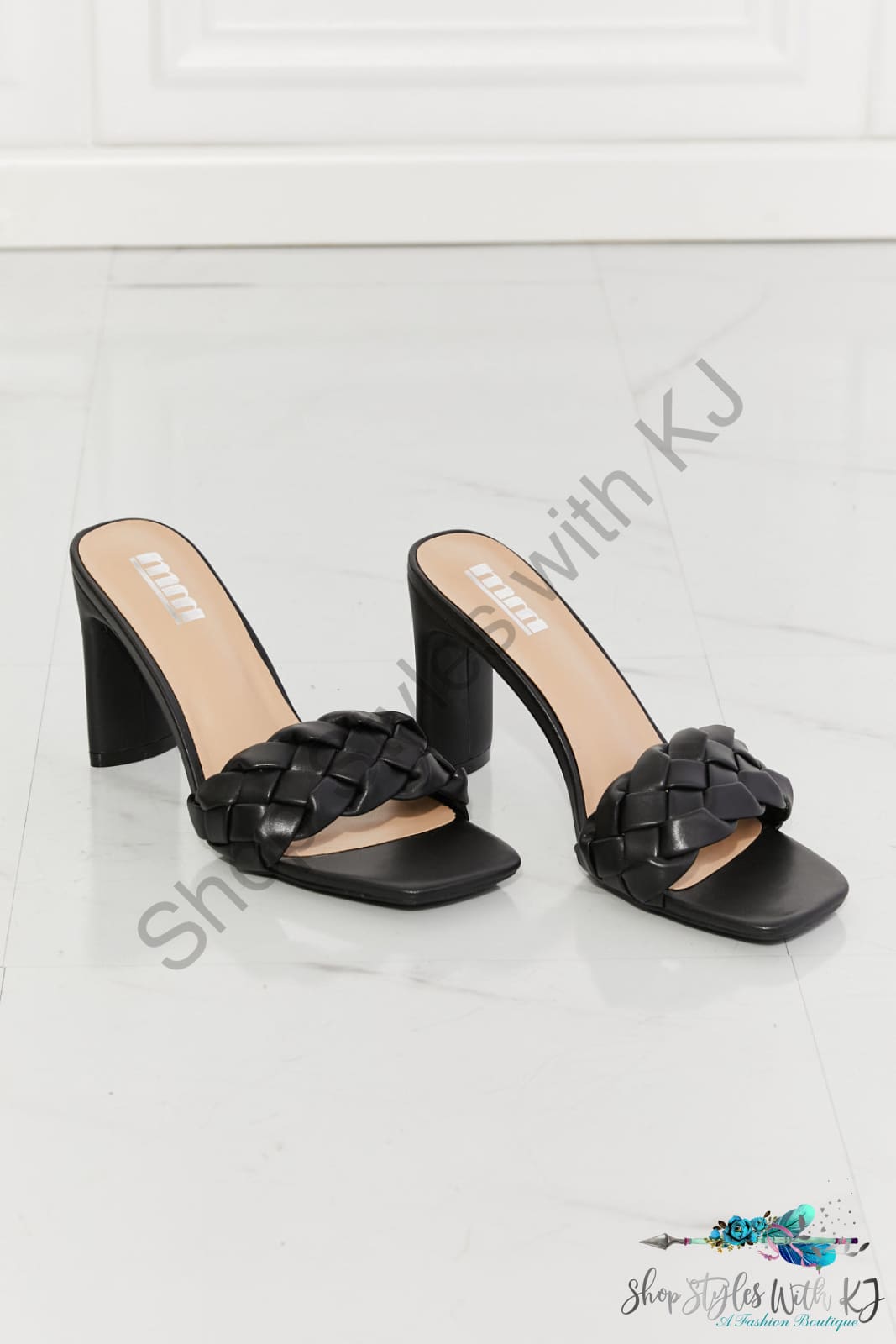 Top Of The World Braided Block Heel Sandals In Black Shoes