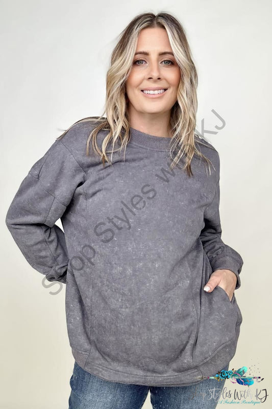 Twist Detail Reversible Oversized Sweatshirt With Pockets Gray / S Sweatshirts
