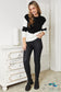 Double Take Two-Tone Openwork Rib-Knit Sweater