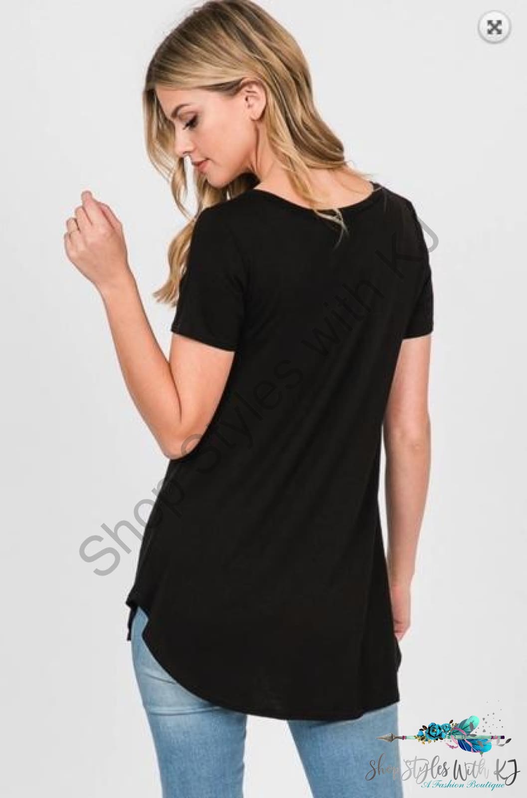 Ultra Essential Black Criss Cross Top - Size Small