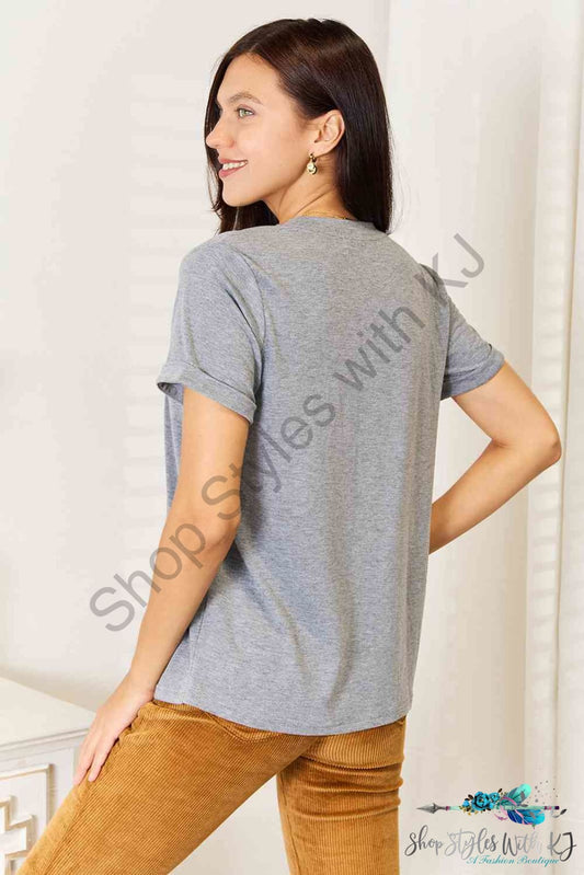 Simply Love Us Flag Graphic Cuffed Sleeve T-Shirt