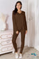 V-Neck Soft Rayon Long Sleeve Top And Pants Lounge Set Chocolate / L