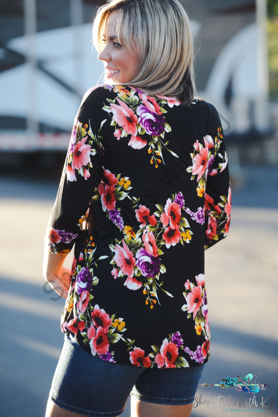 Vibrant Blooms 3/4 Sleeve