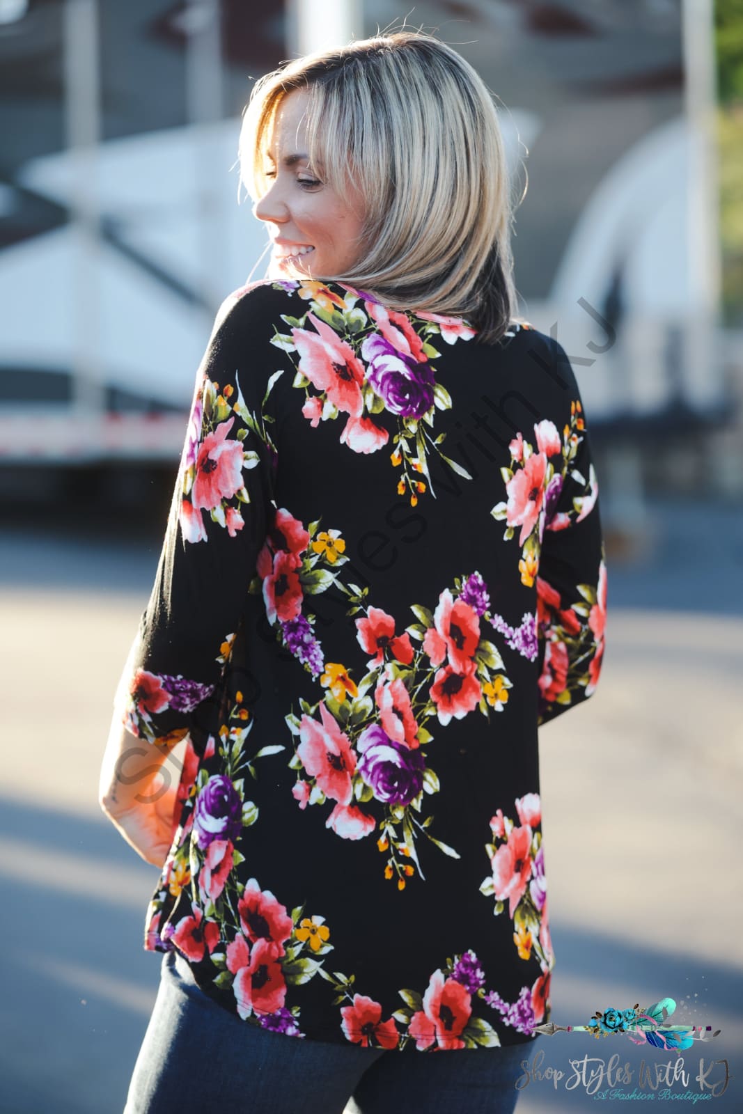 Vibrant Blooms 3/4 Sleeve