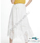 White Lace Asymmetrical Hem Maxi Skirt Skirts