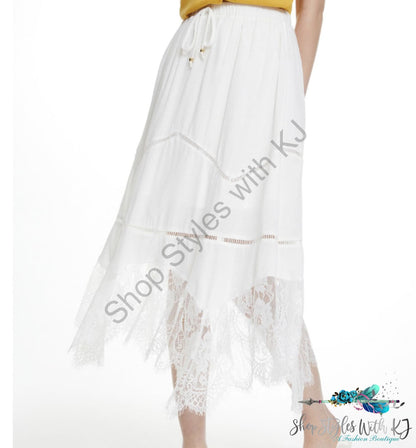 White Lace Asymmetrical Hem Maxi Skirt / Xs Skirts