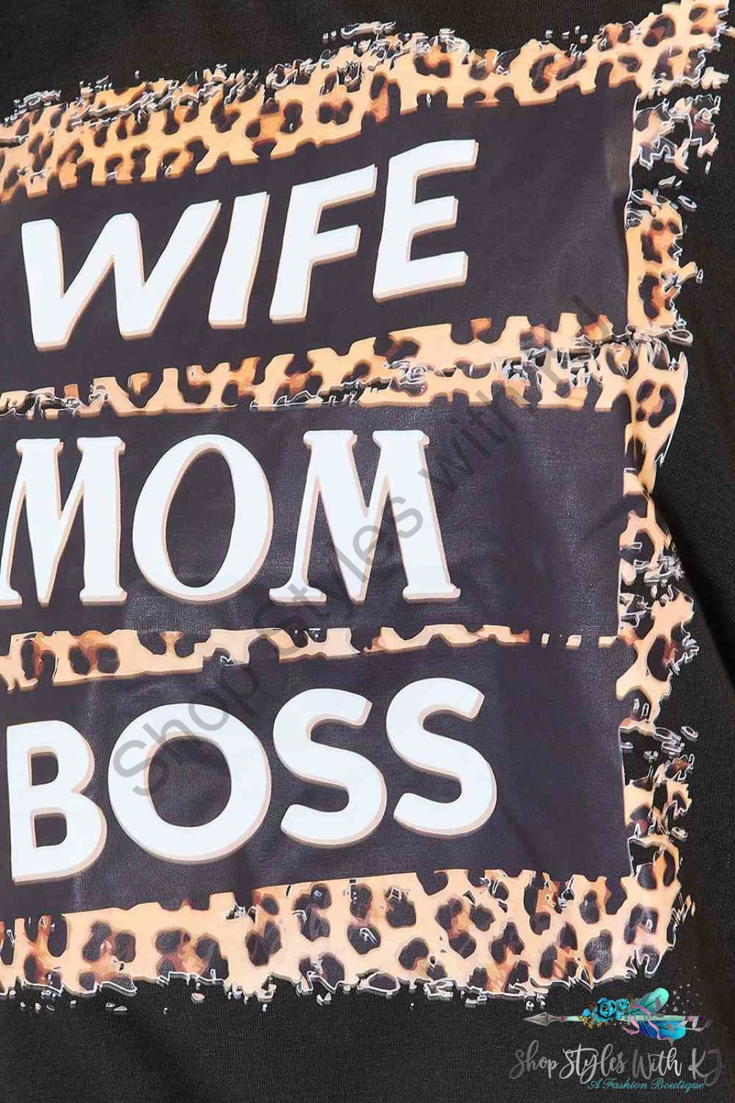 Simply Love Wife Mom Boss Leopard Graphic T-Shirt Shirts & Tops