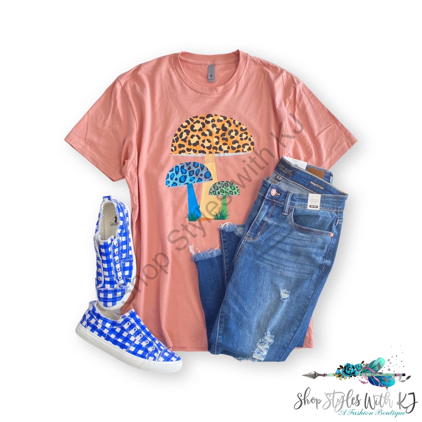 Wild Leopard Mushrooms Graphic Tee Bt