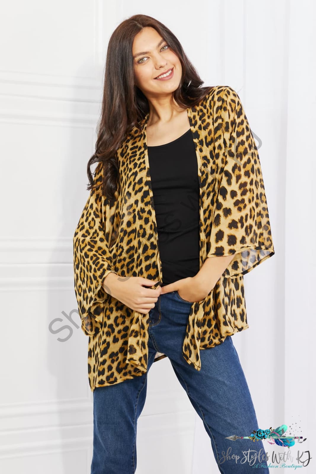 Melody Wild Muse Full Size Animal Print Kimono In Brown Leopard / S/M Kimonos