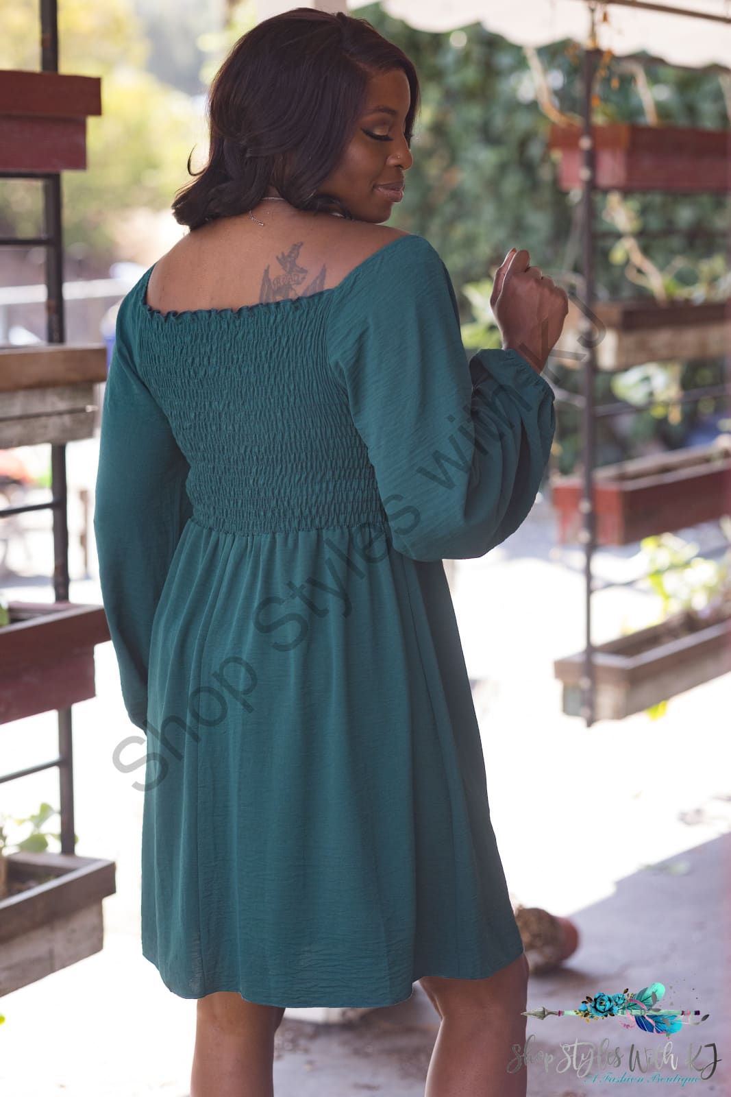 Winter Green Smocked Dress Springintospring