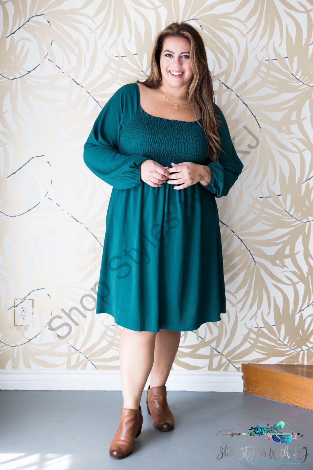 Winter Green Smocked Dress Springintospring