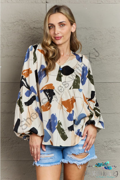 Wishful Thinking Multi Colored Printed Blouse Beige / S Shirts & Tops
