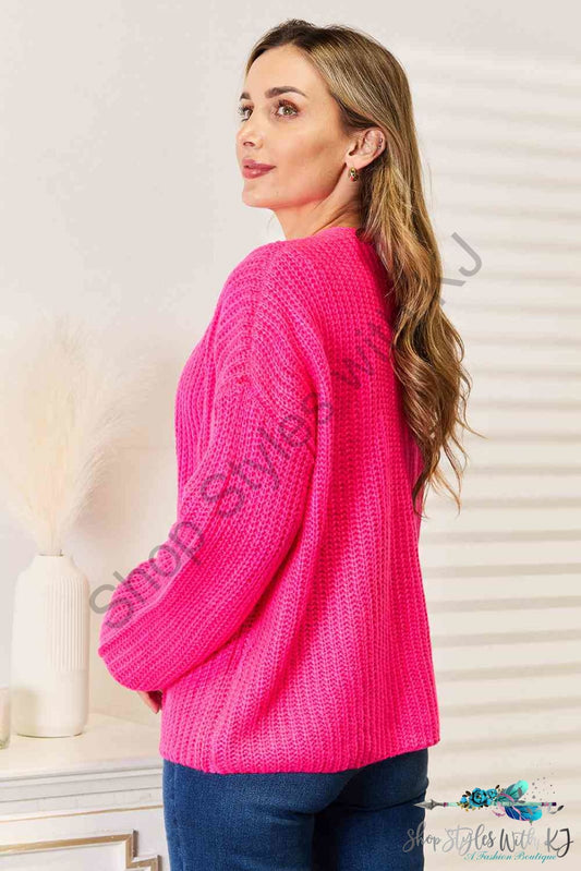Woven Right Rib-Knit Open Front Drop Shoulder Cardigan Sweaters & Cardigans