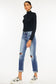 Kancan High Waist Distressed Hem Detail Cropped Straight Jeans