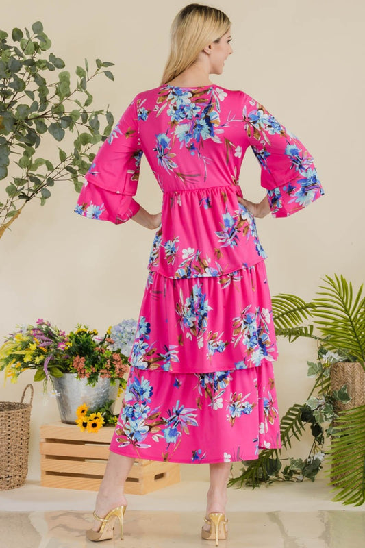 Floral Ruffle Tiered Midi Dress