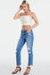 Mid Waist Distressed Ripped Straight Jeans