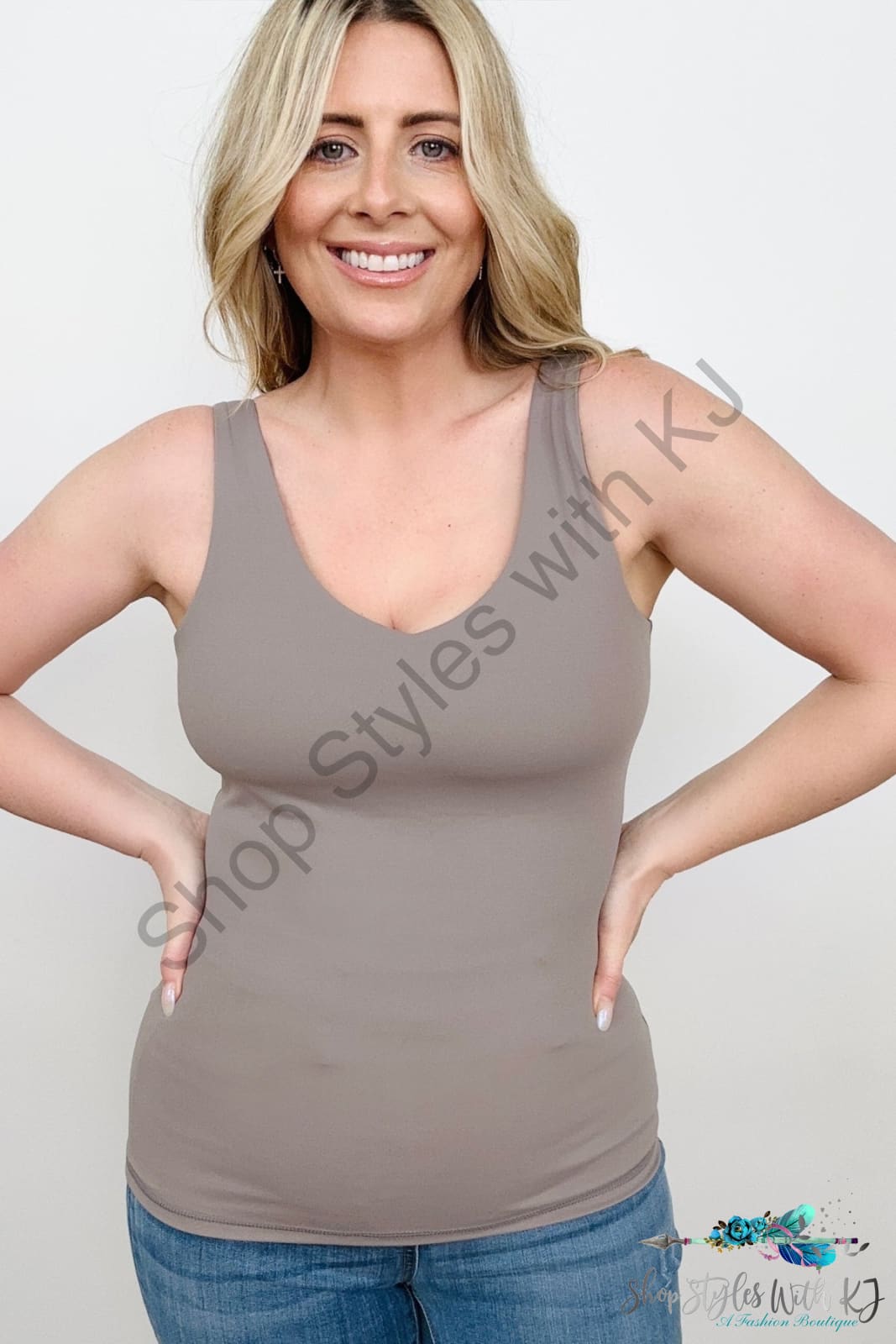 7 Colors - Fawnfit Long Length Lift Tank 2.0 Taupe / S Tops & Camis