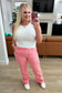 Judy Blue High Rise Cargo Straight Jeans in Pink