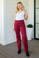 Judy Blue High Rise Front Seam Straight Jeans in Burgundy