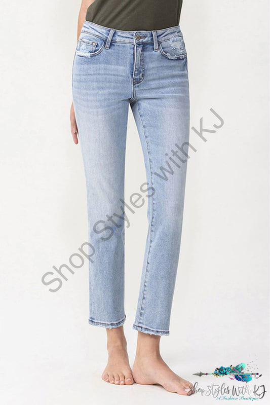 Andrea Midrise Crop Straight Jeans Light / 24 Pants