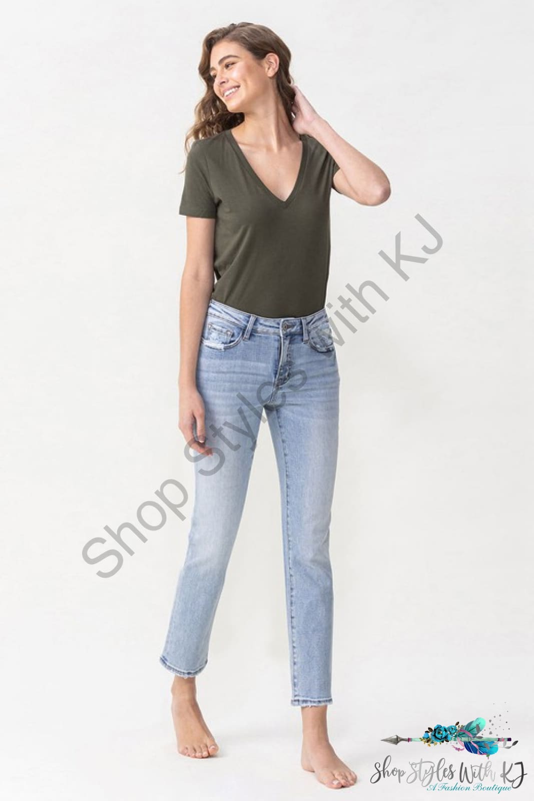 Andrea Midrise Crop Straight Jeans Pants