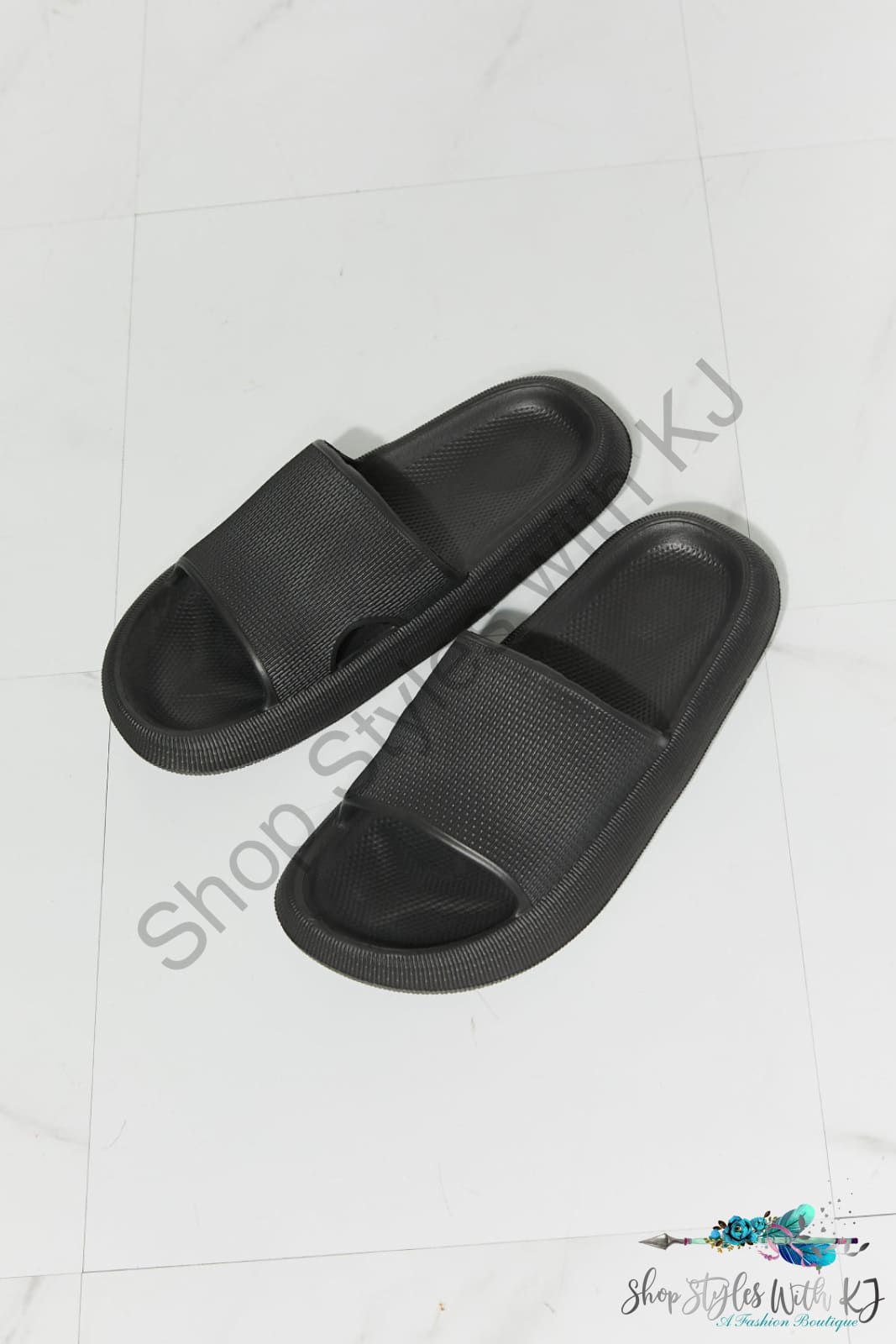 Arms Around Me Open Toe Slide In Black Shoes