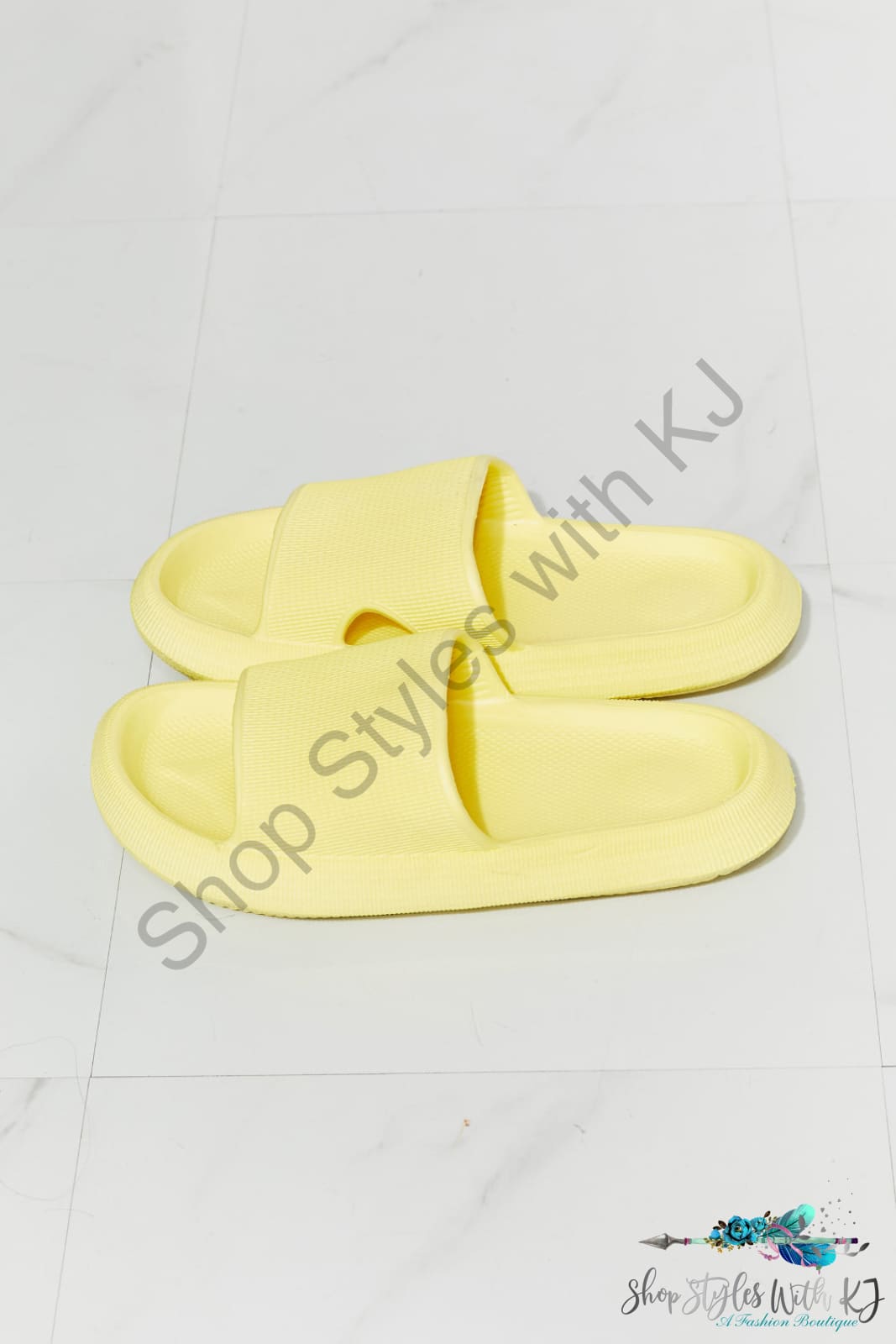 Arms Around Me Open Toe Slide In Yellow Shoes