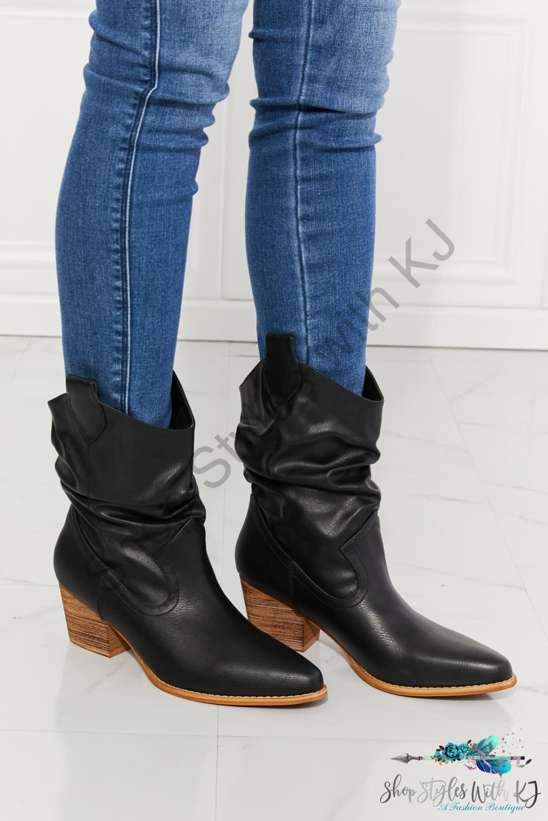 Better In Texas Scrunch Cowboy Boots Black / 6 Shoes