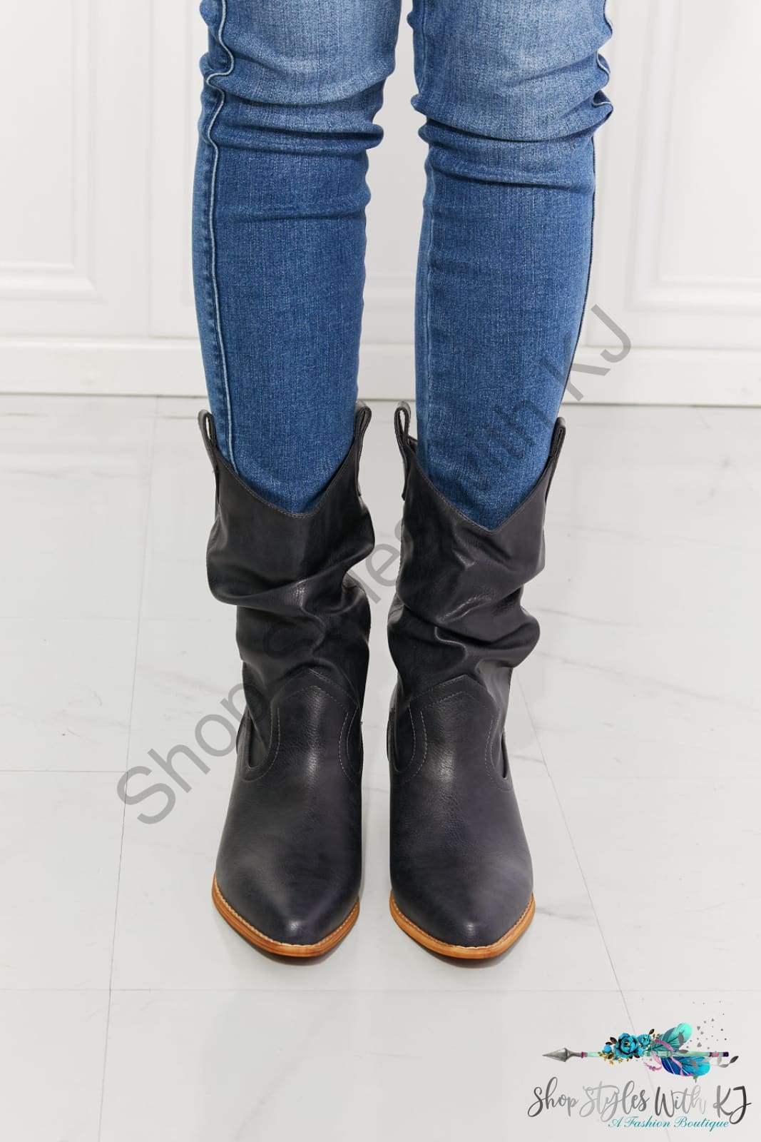 Better In Texas Scrunch Cowboy Boots Navy / 6 Shoes