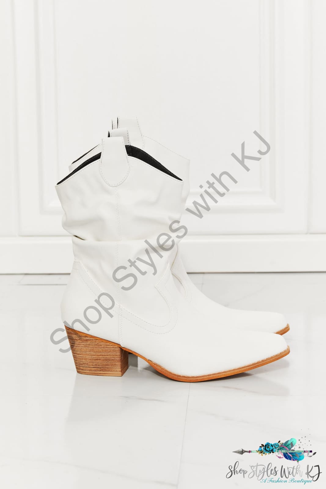 Better In Texas Scrunch Cowboy Boots White Shoes