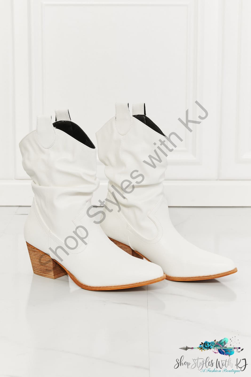 Better In Texas Scrunch Cowboy Boots White Shoes