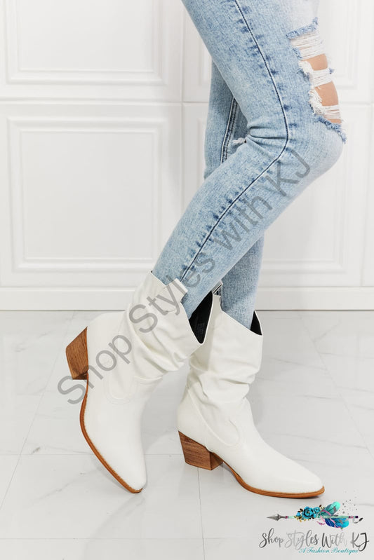 Better In Texas Scrunch Cowboy Boots White Shoes