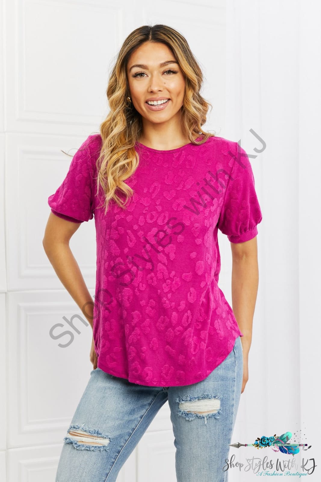 Carnival Vibes Animal Textured Top Magenta / S Shirts & Tops