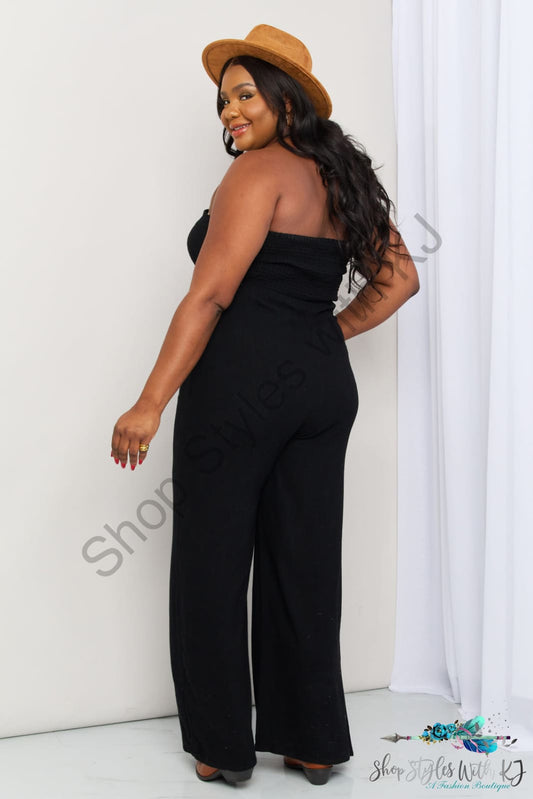Chiara Halter Neck Wide Leg Jumpsuit With Pockets Jumpsuits & Rompers