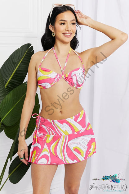 Disco Dive Bandeau Bikini And Skirt Set Swirl Pink / Xs Swimwear