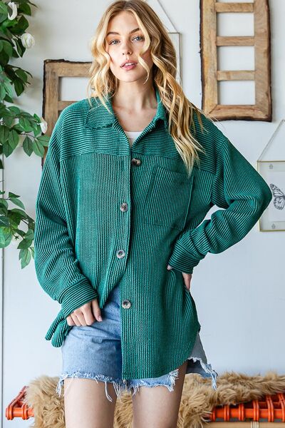 Striped Button Up Long Sleeve Shacket