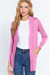 Ribbed Trim Open Front Cardigan
