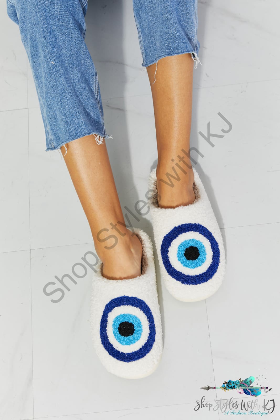 Eye Plush Slipper Sky Blue / S Shoes