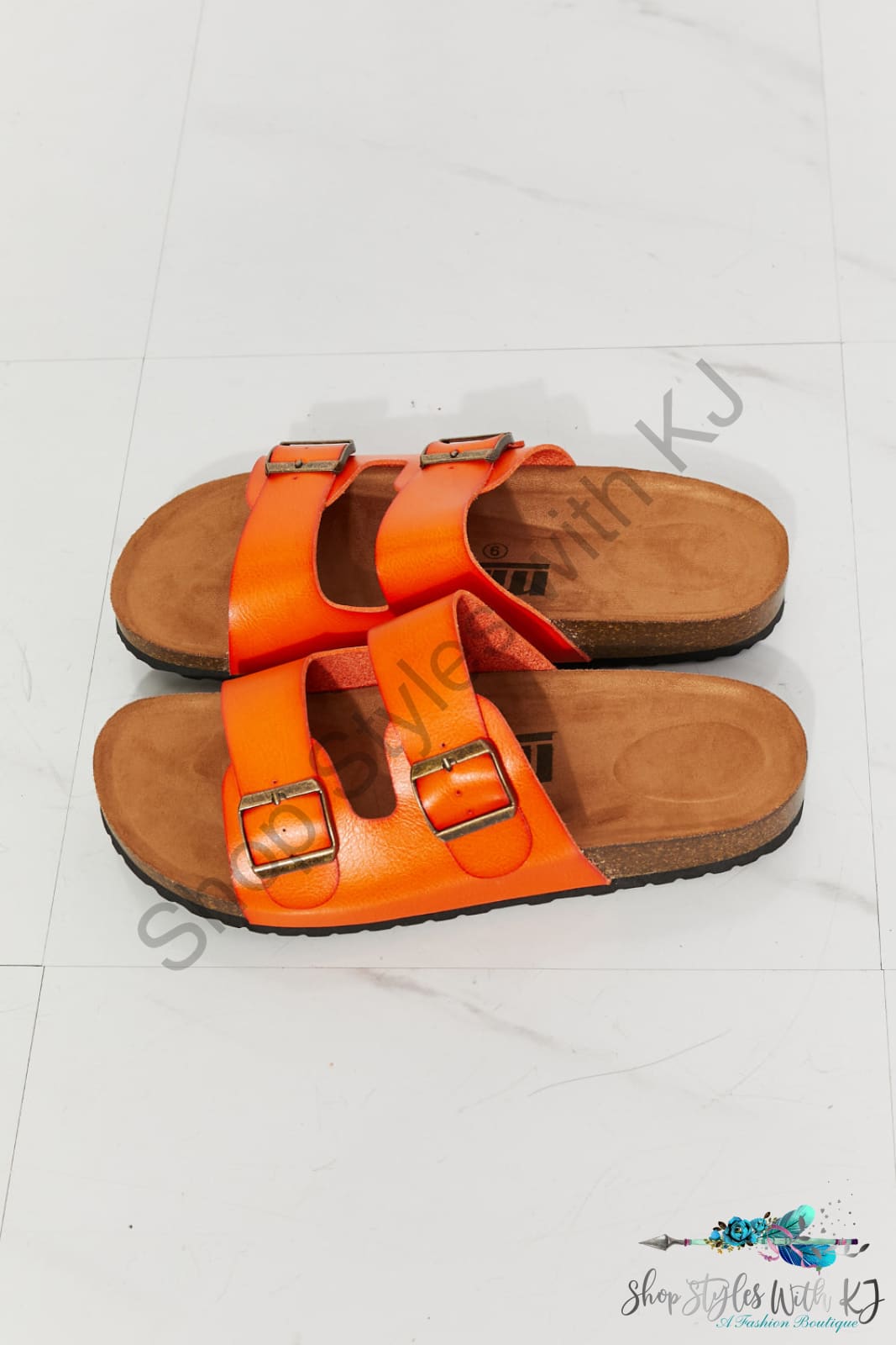 Feeling Alive Double Banded Slide Sandals In Orange Shoes