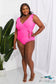 Float On Ruffle Faux Wrap One-Piece In Pink Swimwear