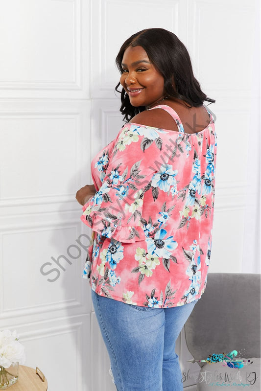 Fresh Take Floral Cold-Shoulder Top Shirts & Tops