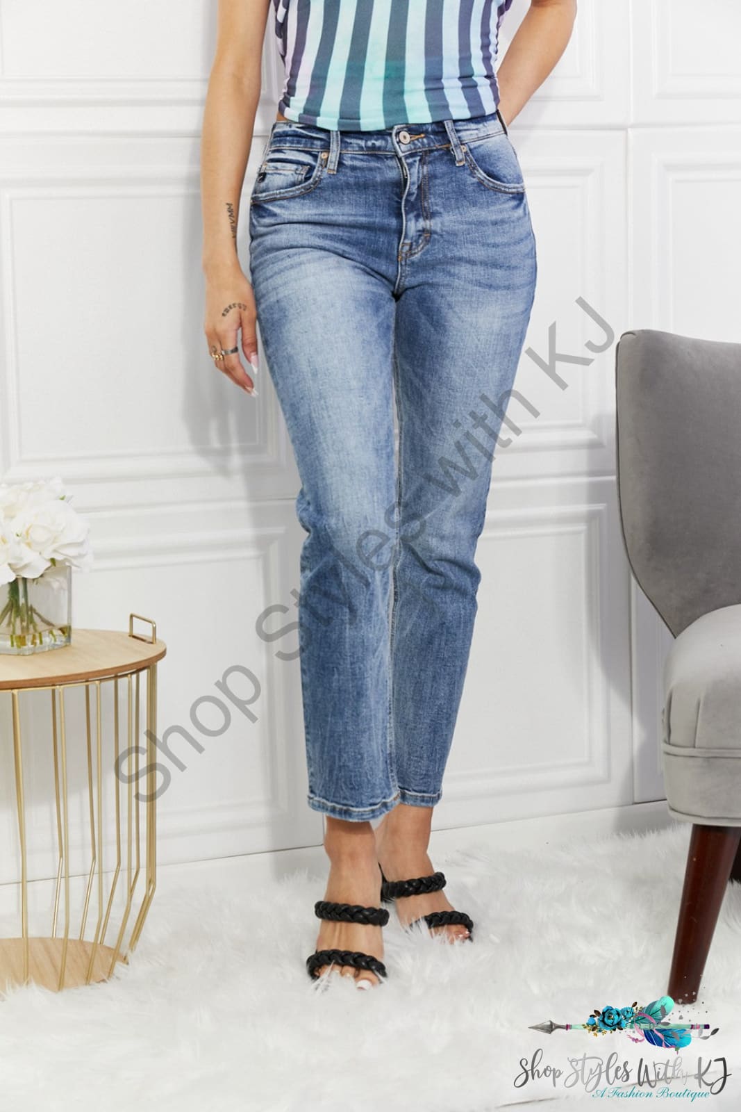 Kancan Amara High Rise Slim Straight Jeans Medium / 0 Pants