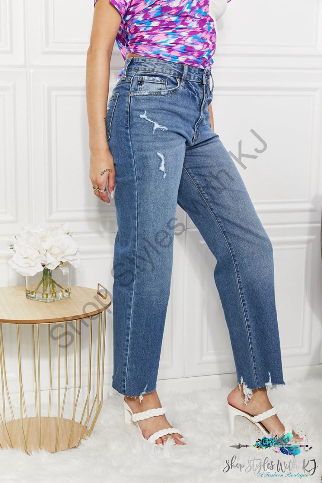 Kancan Melanie Crop Wide Leg Jeans Pants