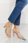 Leave A Little Sparkle Rhinestone Block Heel Sandal In Pink Shoes