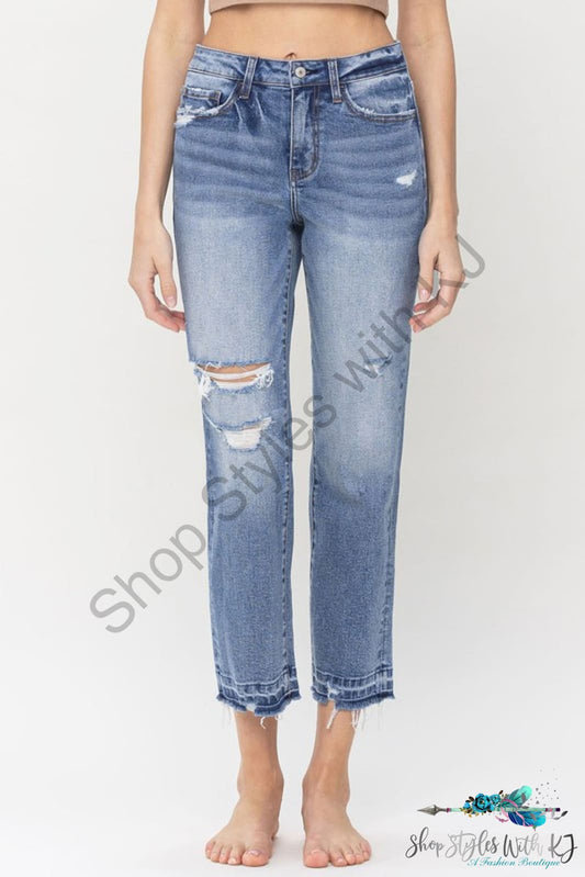 Lena High Rise Crop Straight Jeans Pants