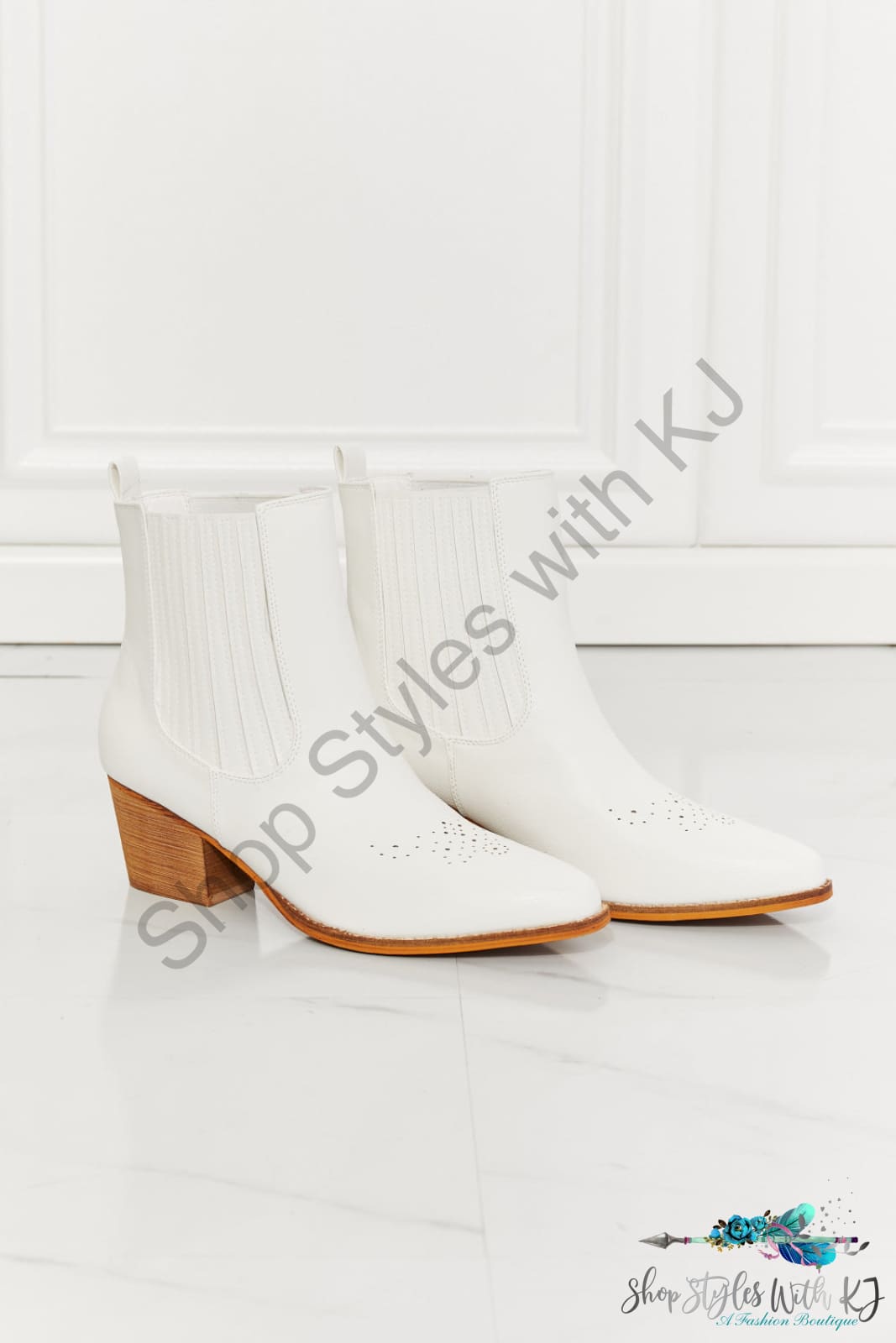 Love The Journey Stacked Heel Chelsea Boot In White Shoes